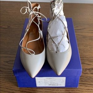 Aquazzura Christy Flat In light gray with tote bag